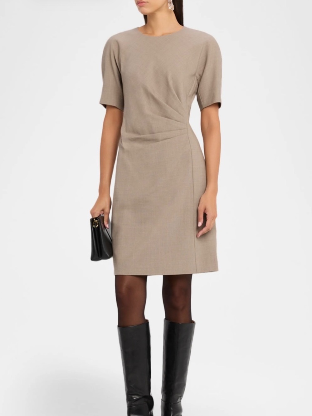 Lafayette 148 New York Short Sleeves, Pleated Waist, Responsible Stretch Wool